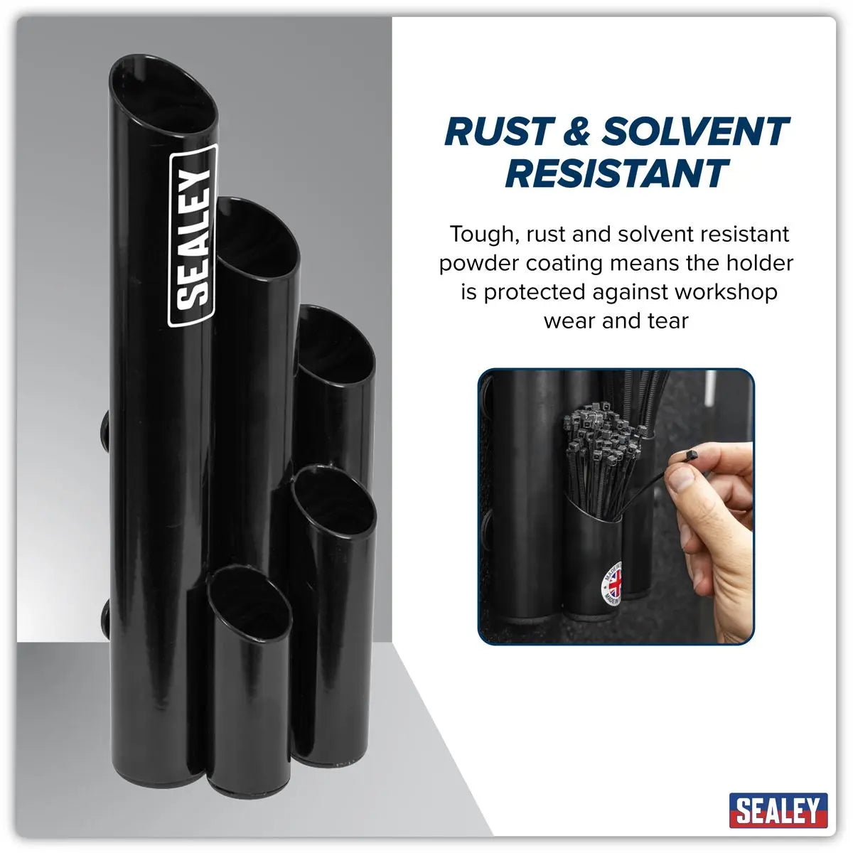 Sealey Large Magnetic Cable Tie Holder - Black White Rose Tools