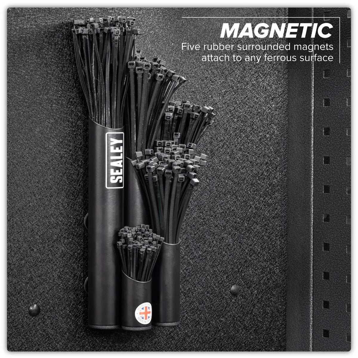 Sealey Large Magnetic Cable Tie Holder - Black White Rose Tools