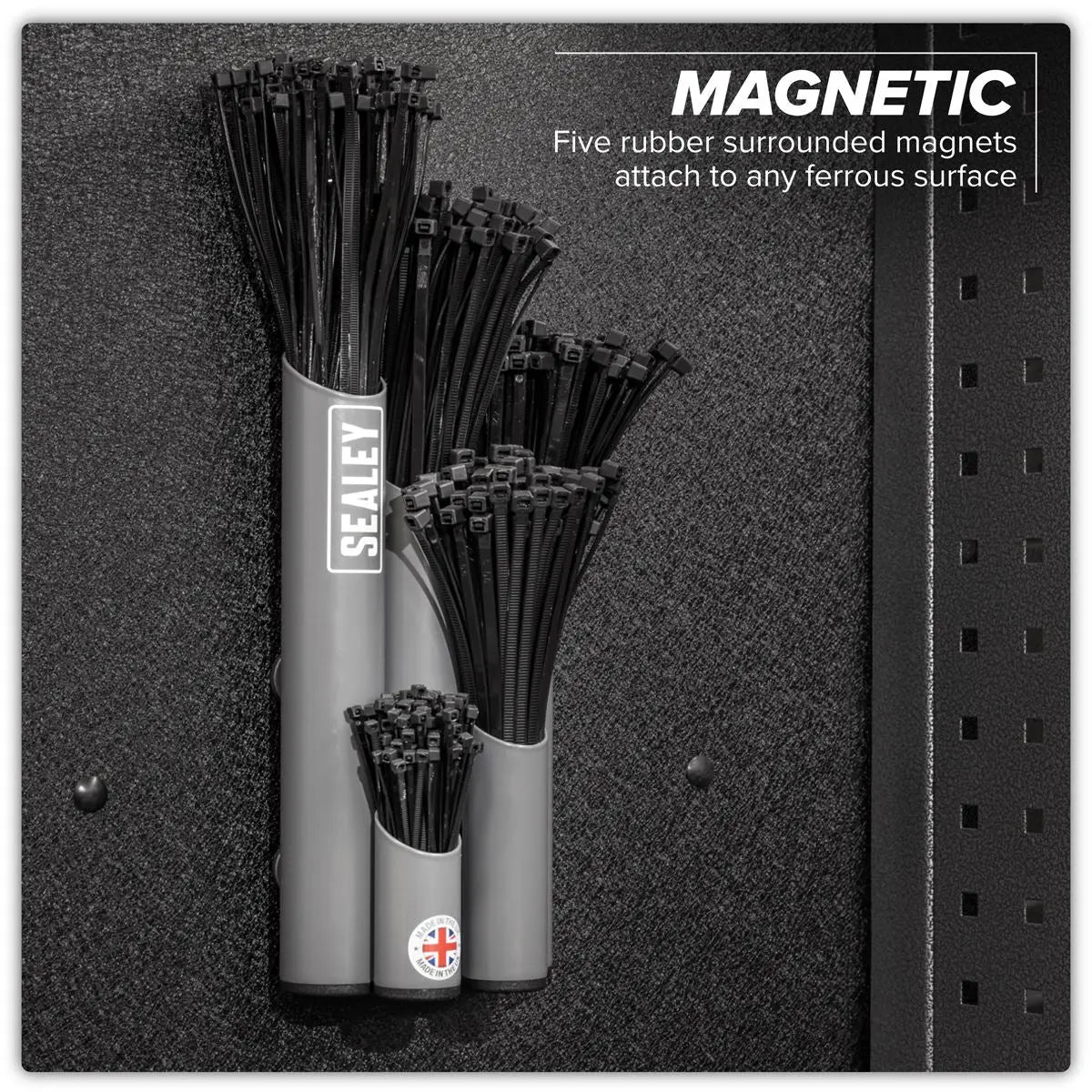 Sealey Large Magnetic Cable Tie Holder - Grey White Rose Tools