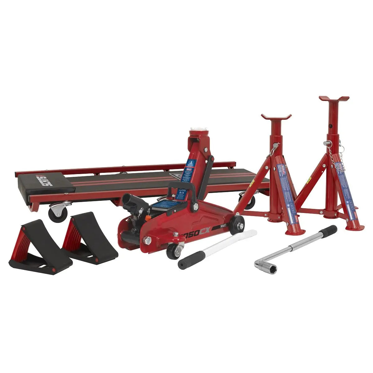 Sealey Lifting Kit (Inc Jack, Axle Stands, Creeper, Chocks & Wrench) 5pc - 2 Tonne