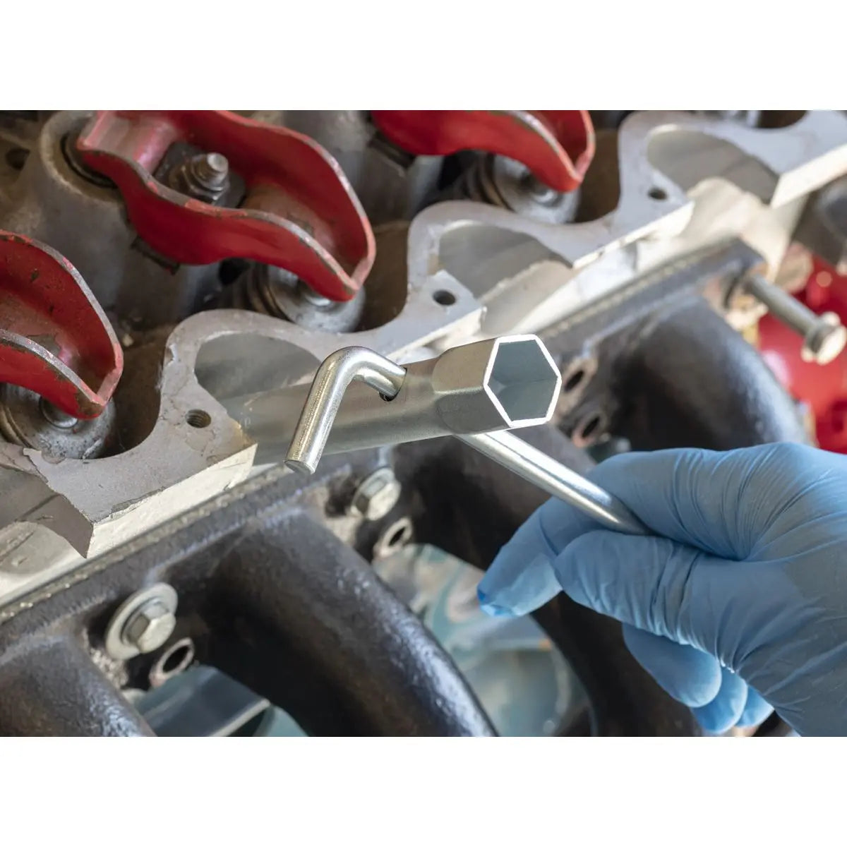 Sealey Long Reach Double End Spark Plug Box Spanner with L-Bar 16/18mm