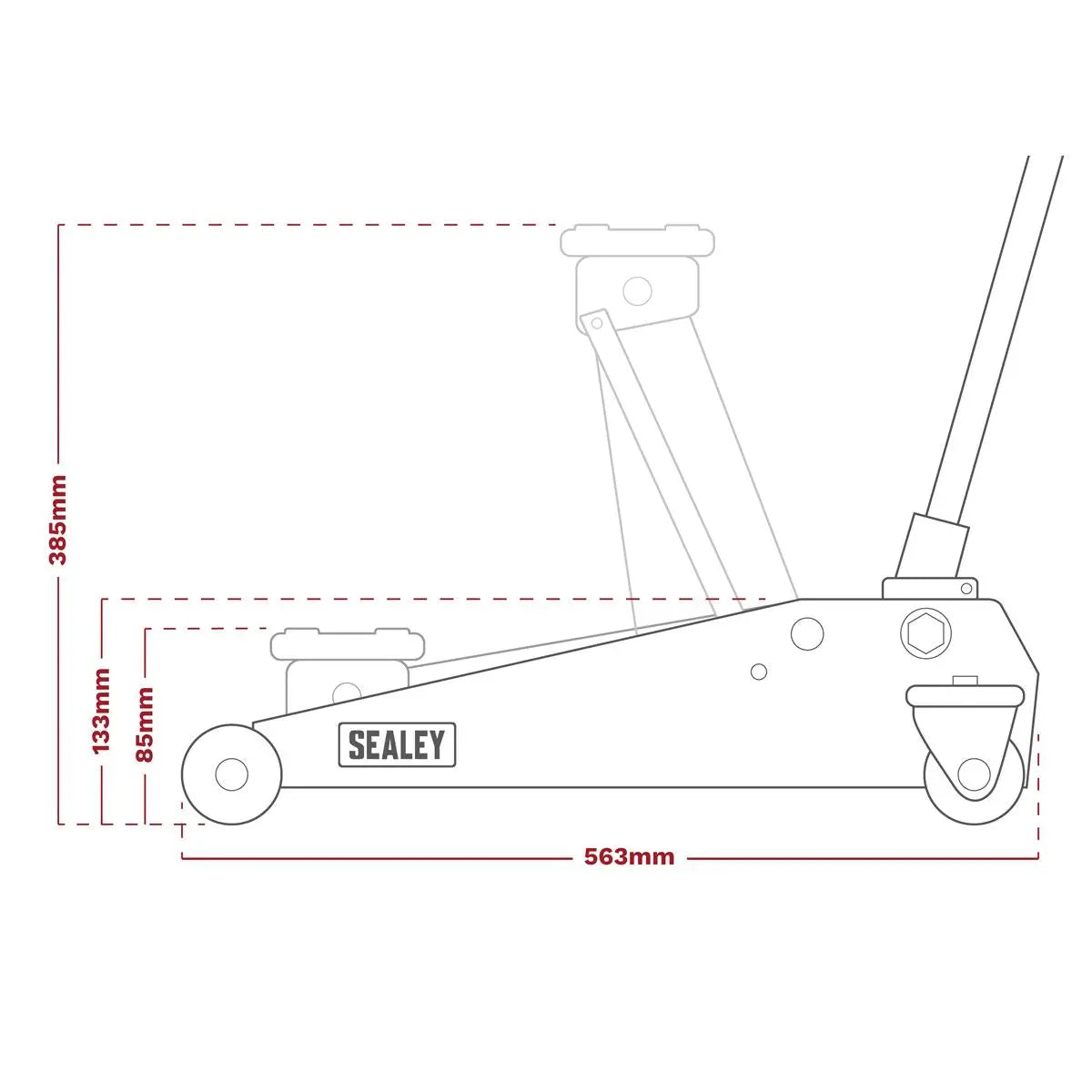 Sealey Low Entry Short Chassis Trolley Jack & Accessories Bag Combo 2 Tonne - Orange