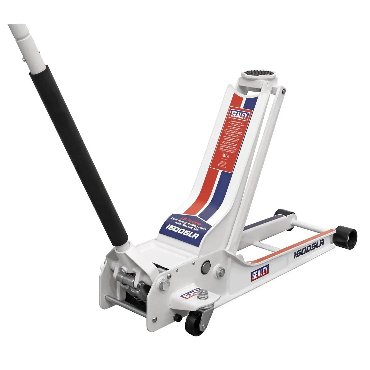Sealey Low Profile Rocket Lift Trolley Jack 1.5 Tonne  White Rose Tools