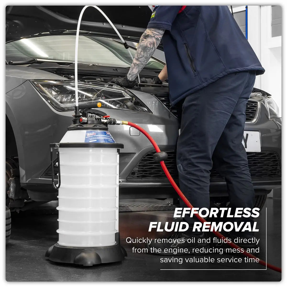 Sealey Manual/Air Vacuum Oil & Fluid Extractor Pump 18L White Rose Tools