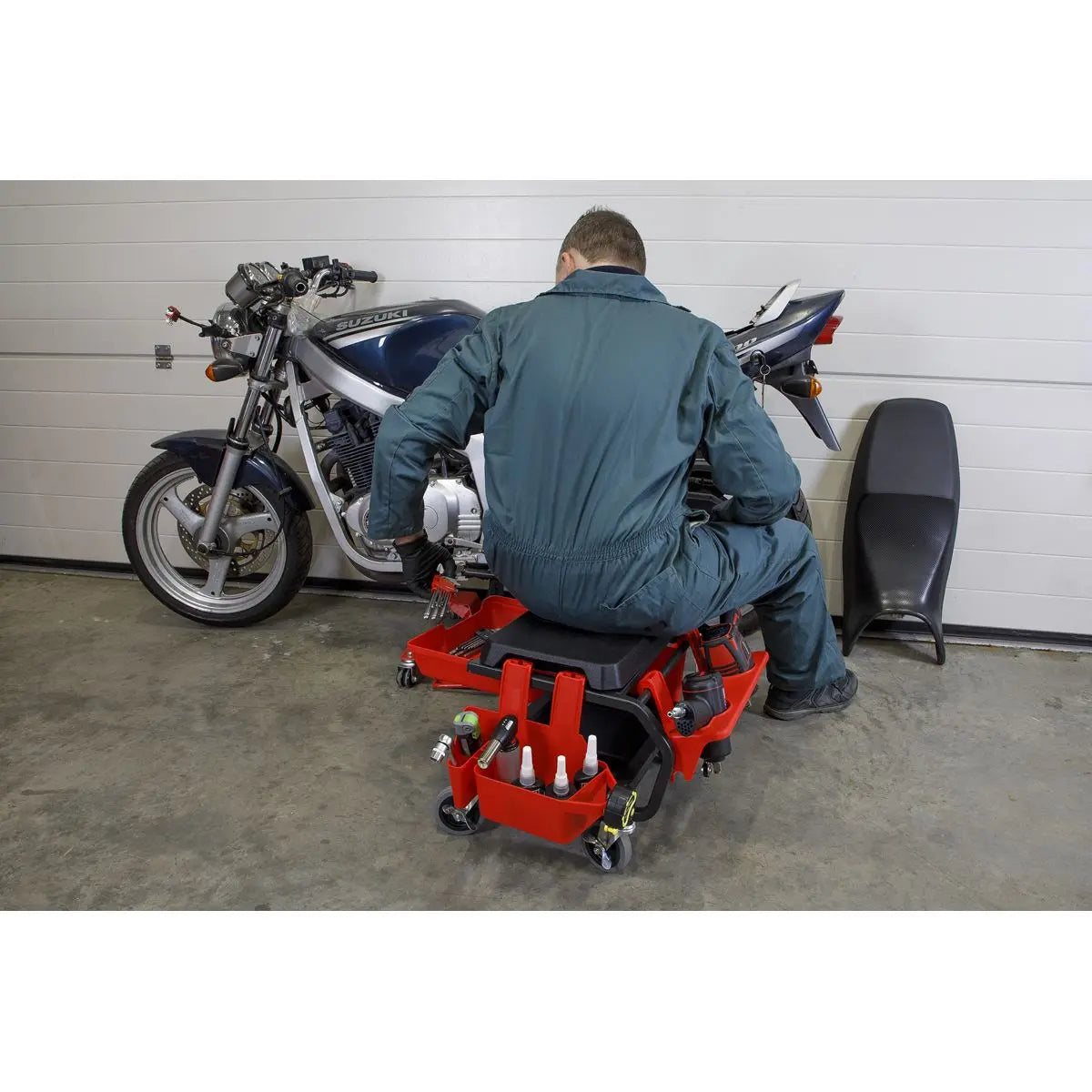 Sealey Mechanic's Deluxe Detailing Utility Seat White Rose Tools