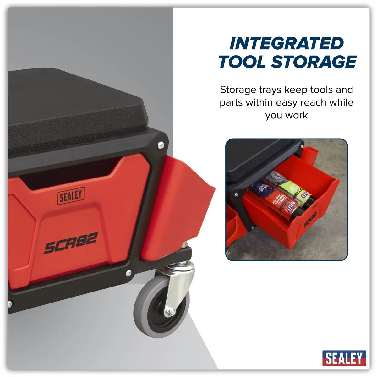 Sealey Mechanic's Detailing Utility Seat White Rose Tools