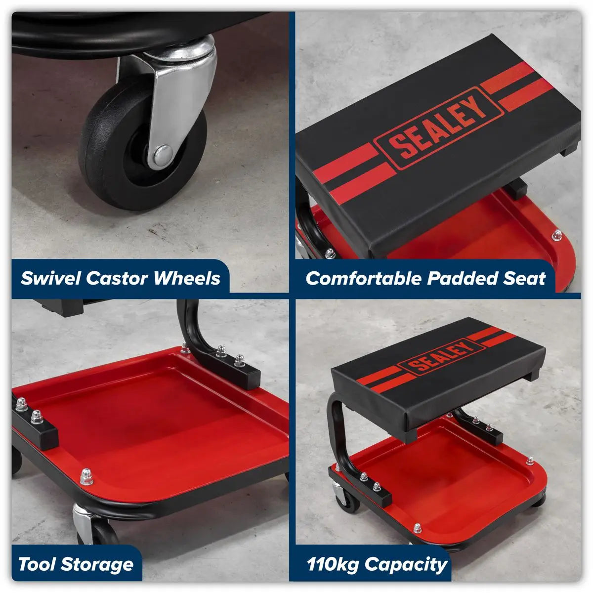 Sealey Mechanic's Utility Seat White Rose Tools