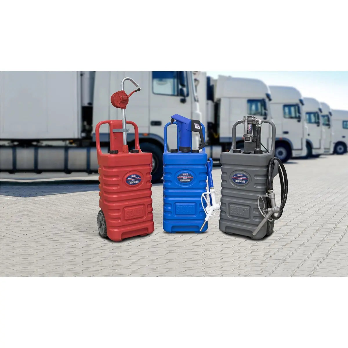 Sealey Mobile Dispensing Tank 55L with Oil Rotary Pump - Red