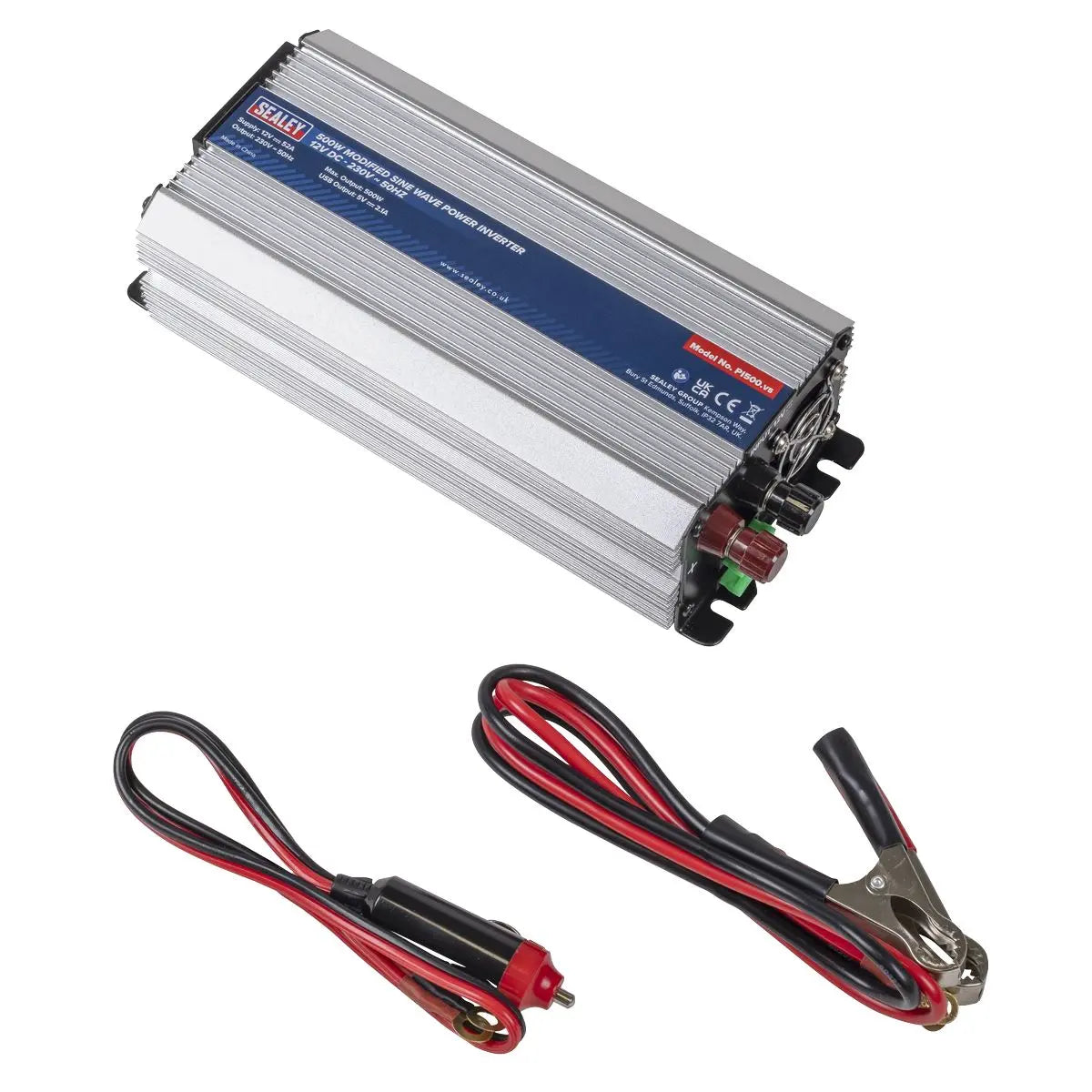 Sealey Modified Sine Wave Power Inverter 500W 12V DC - 230V ~ 50Hz White Rose Tools
