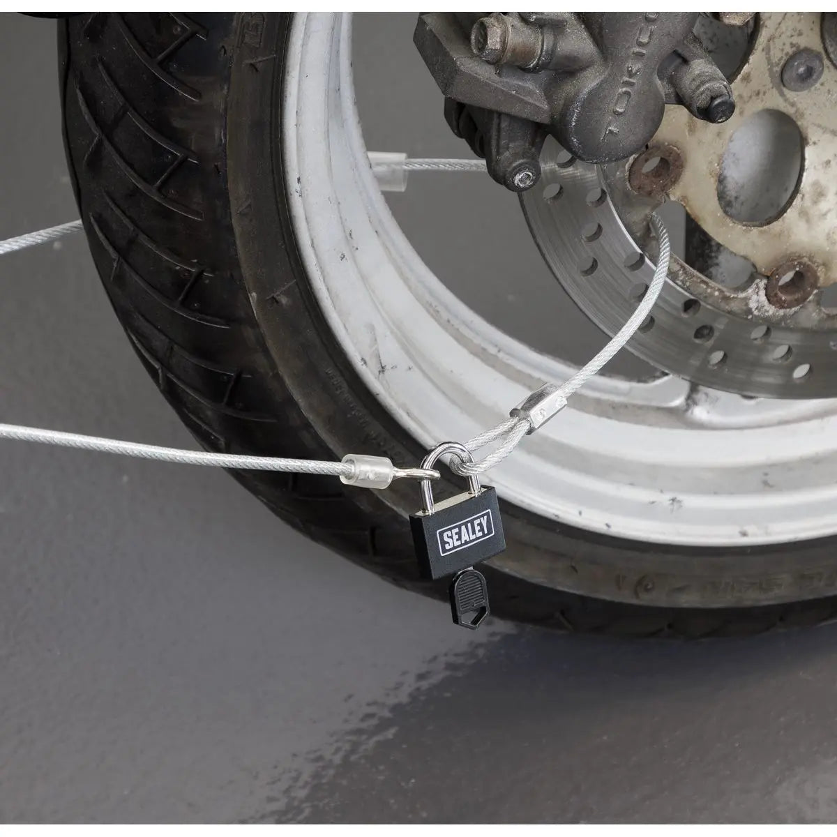 Sealey Motorcycle Cable Lock 3m White Rose Tools
