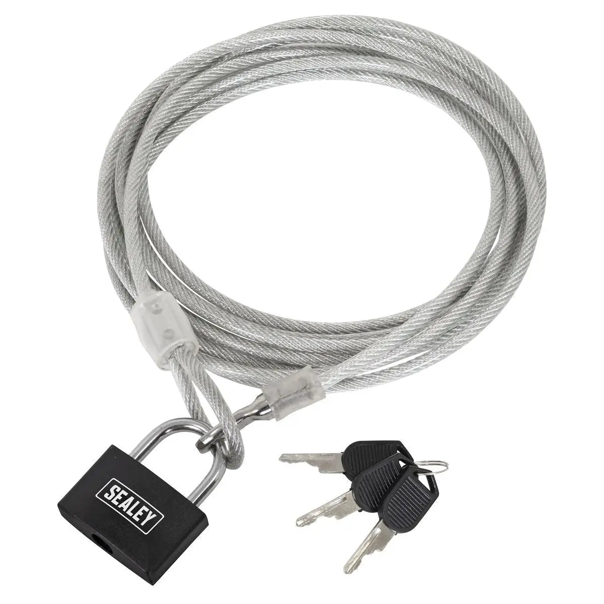 Sealey Motorcycle Cable Lock 3m White Rose Tools