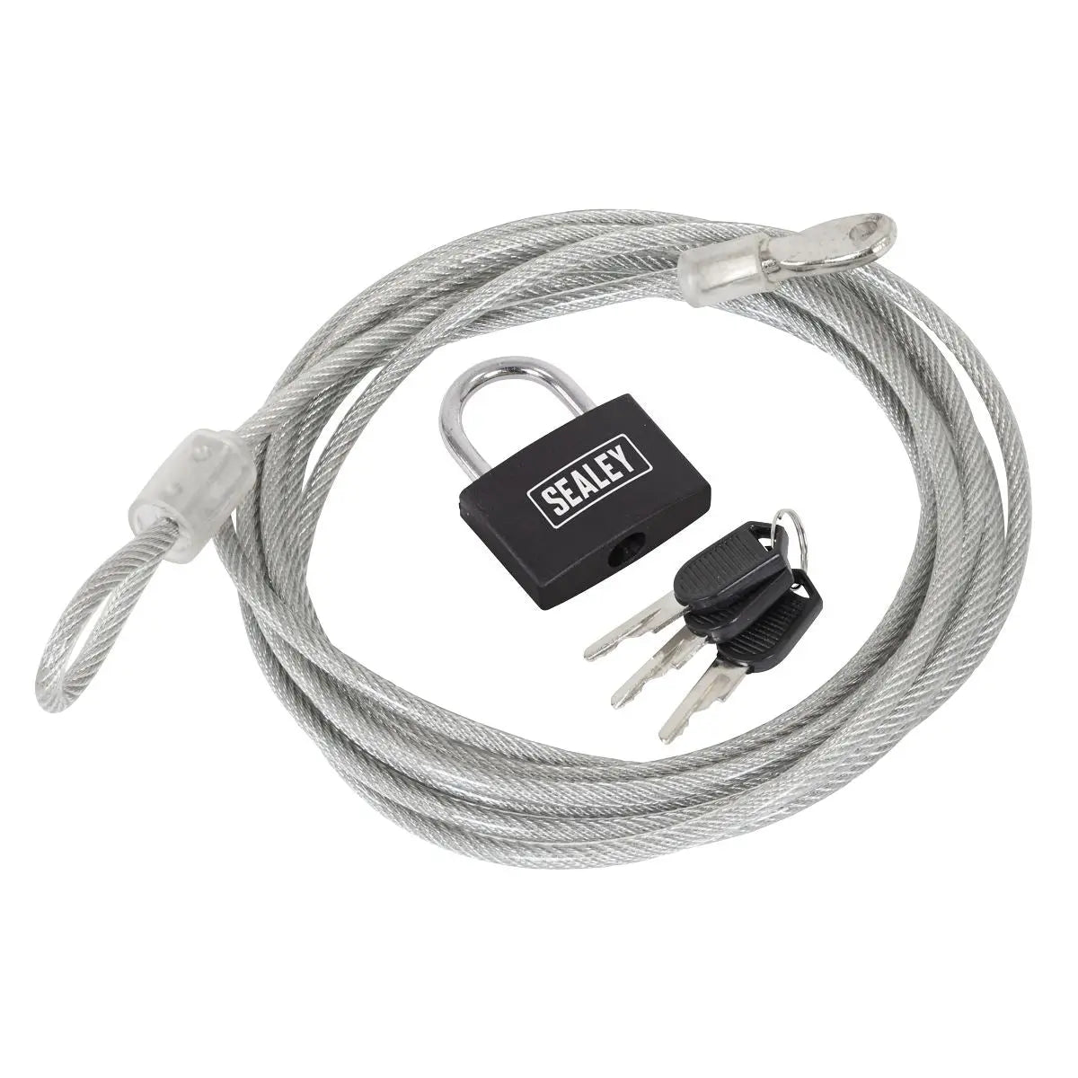 Sealey Motorcycle Cable Lock 3m White Rose Tools