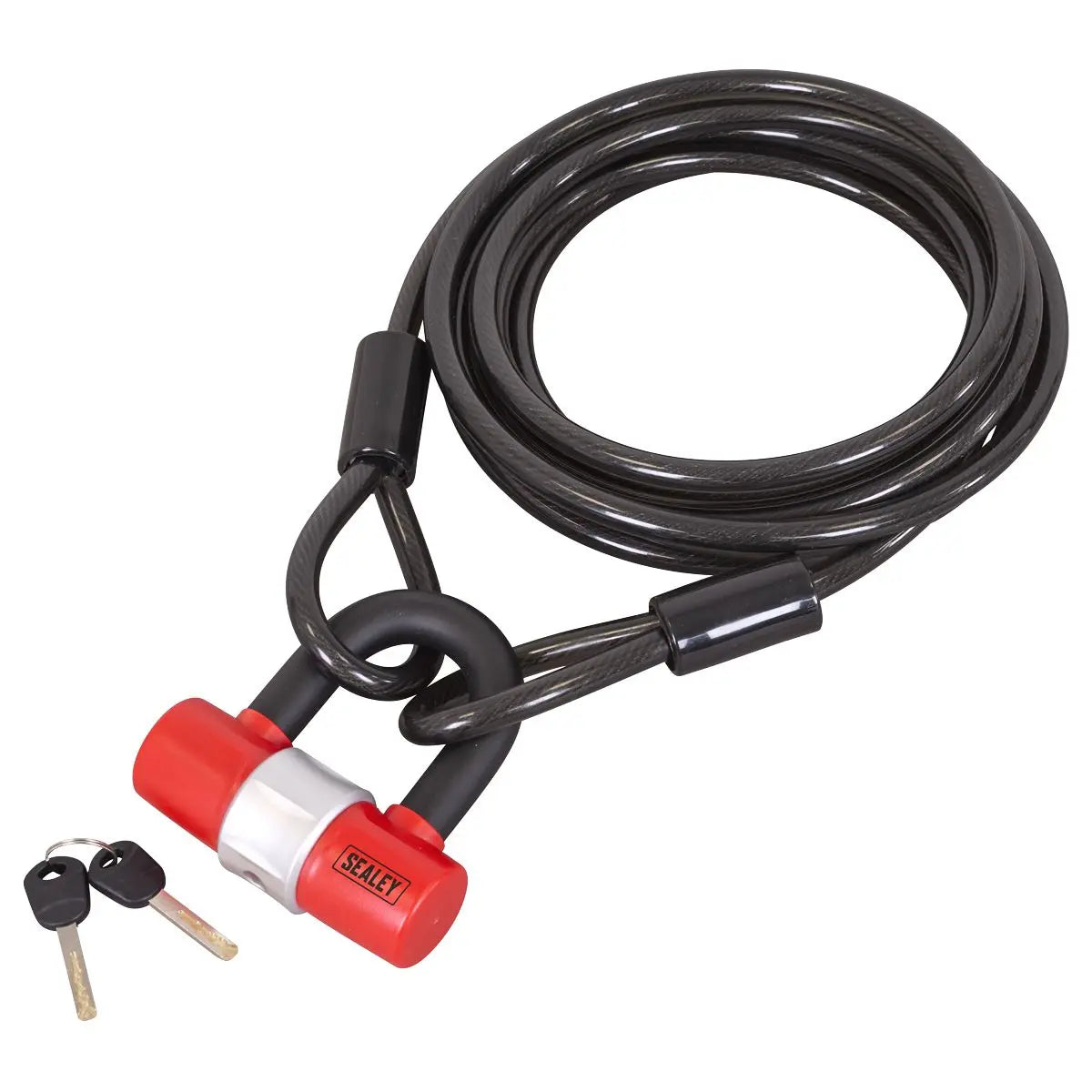 Sealey Motorcycle Cable Lock 5m White Rose Tools