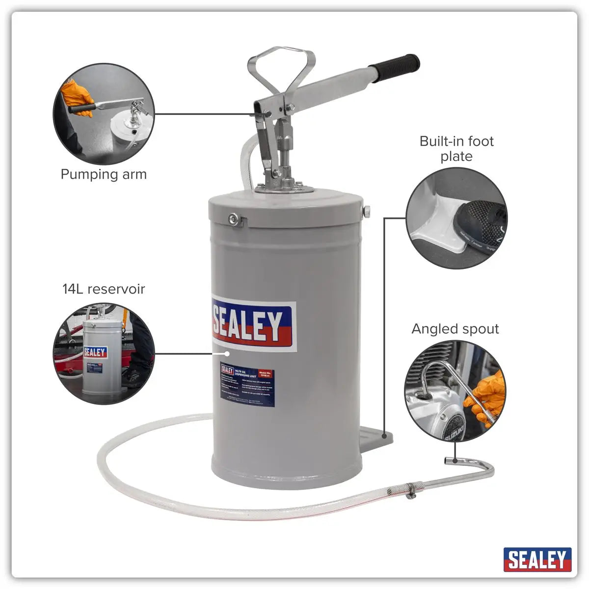Sealey Oil Dispensing Unit 14L White Rose Tools