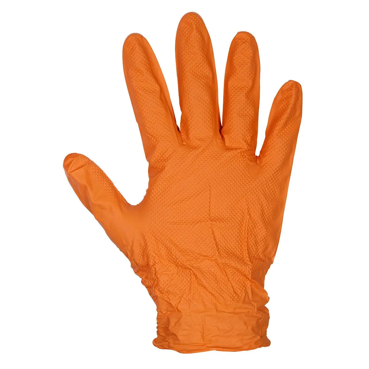 Sealey Orange Diamond Grip Extra-Thick Nitrile Powder- Free Gloves Large - Pack of 50