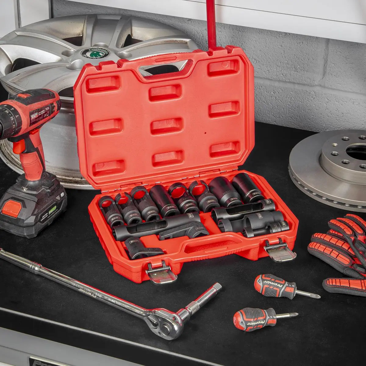 Sealey Oxygen & Diesel Injector Window Socket Set 1/2"Sq Drive 14pc White Rose Tools