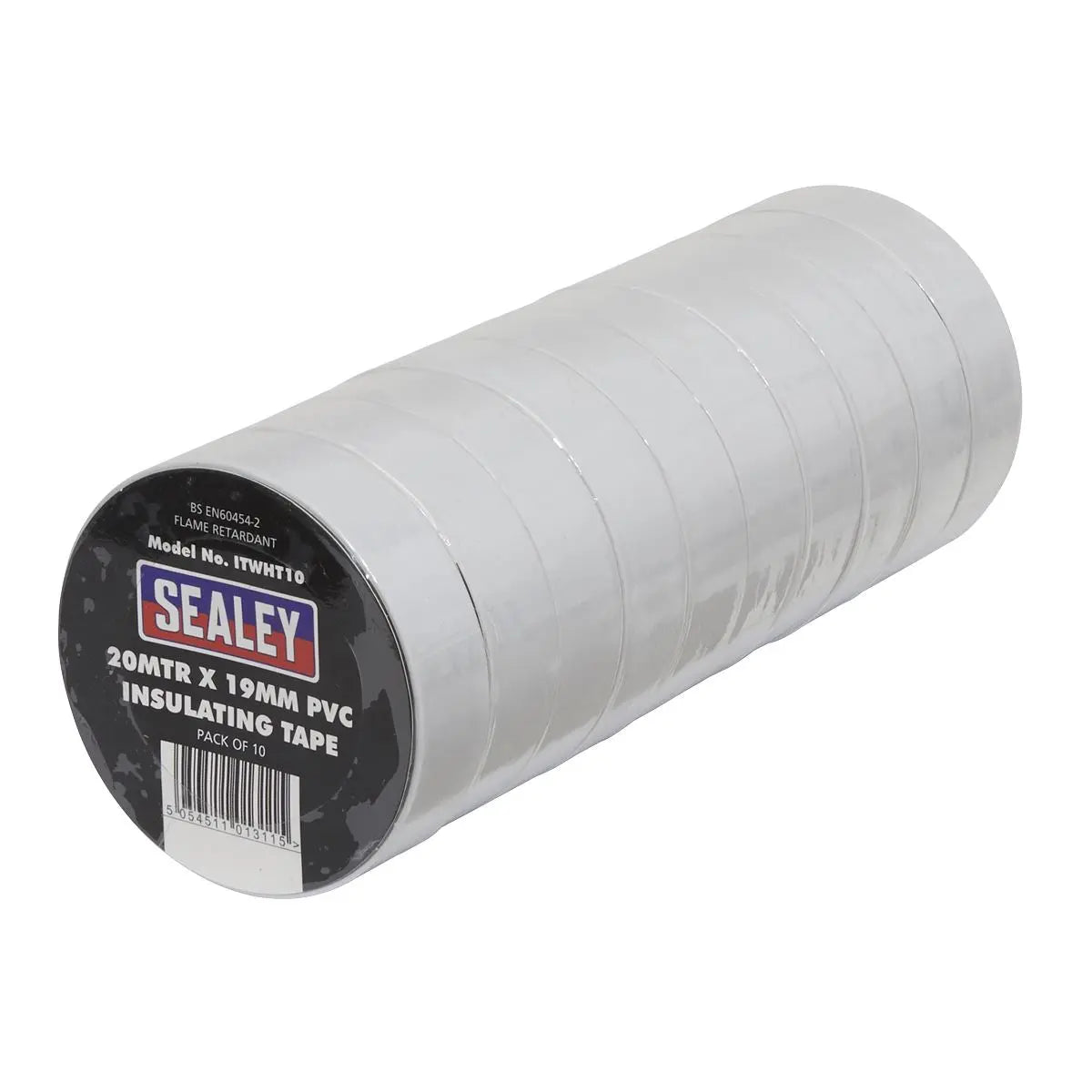 Sealey PVC Insulating Tape 19mm x 20m White Pack of 10