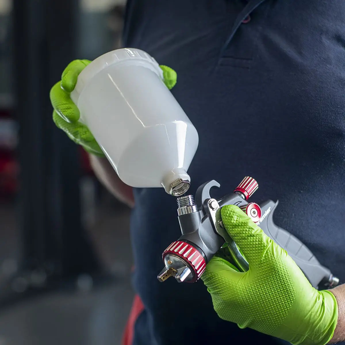 Sealey Paint Spray Gun Pot with Brass Fitting 600ml - White White Rose Tools