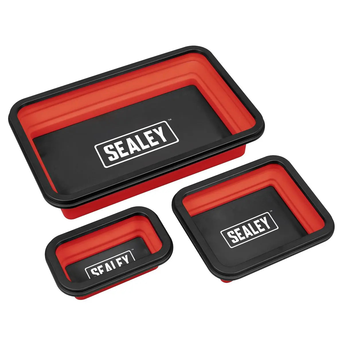 Sealey Parts Tray Collapsible Magnetic - Set of 3  White Rose Tools