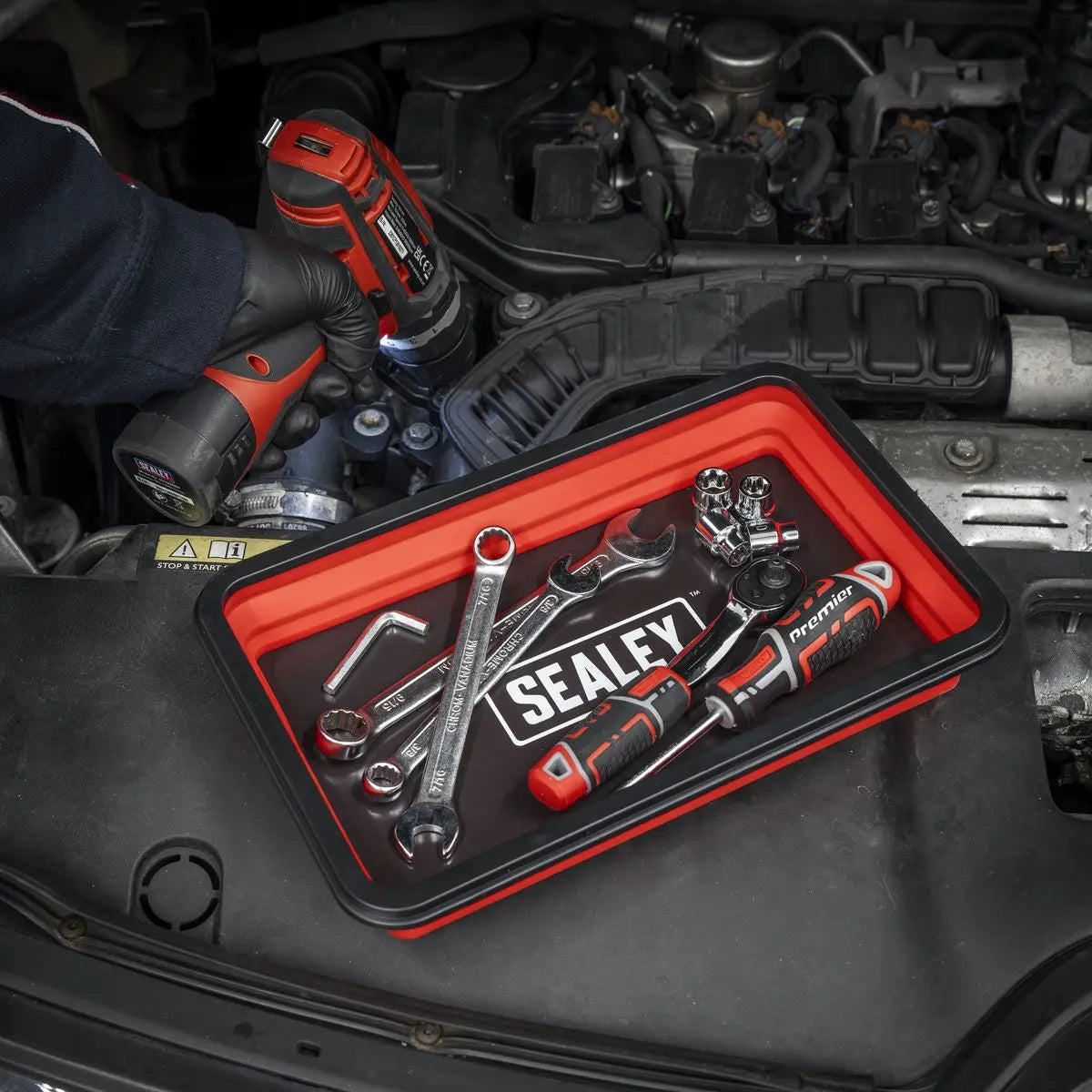 Sealey Parts Tray Collapsible Magnetic - Set of 3  White Rose Tools