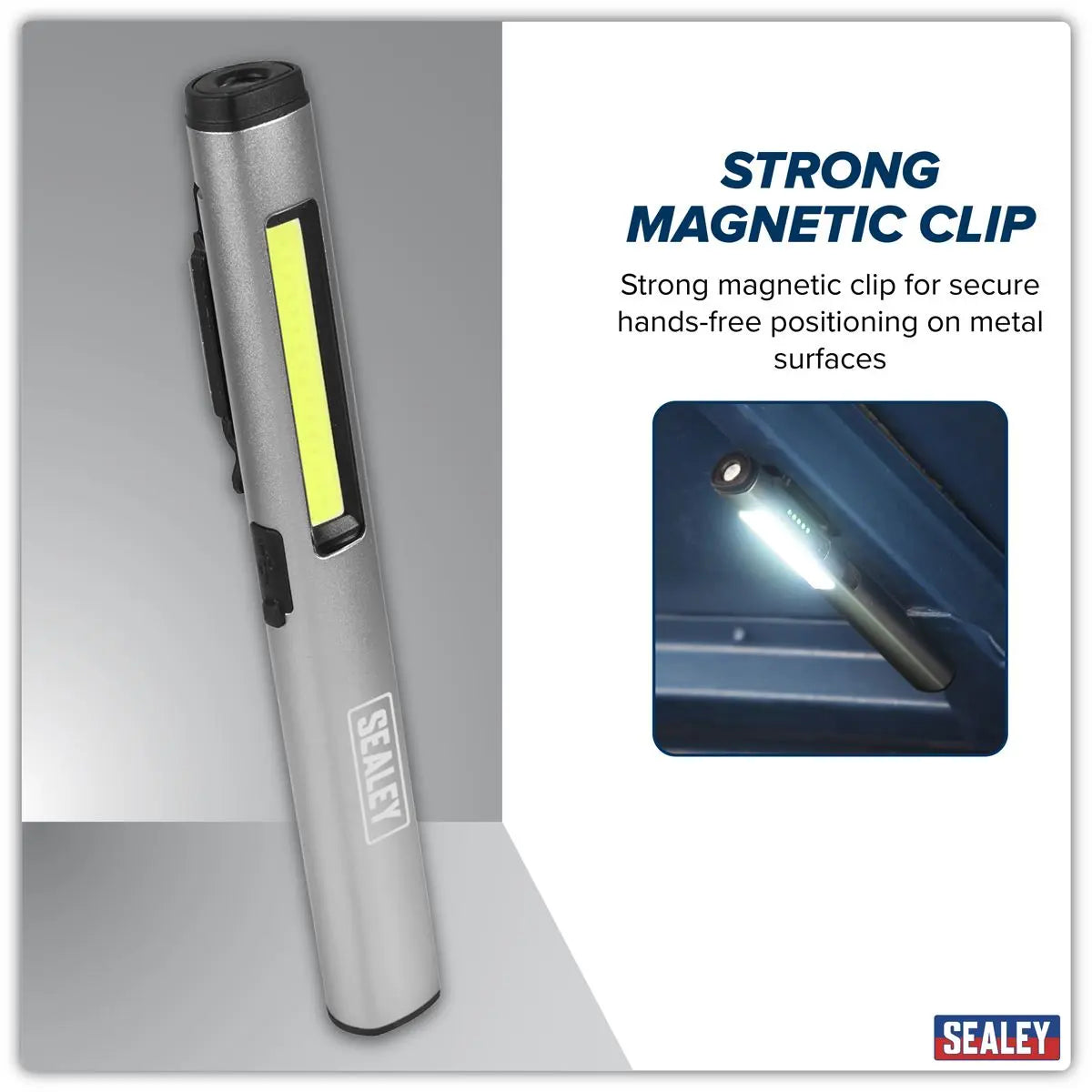 Sealey Penlight Torch with UV 5W COB & 3W SMD LED with Laser Pointer Rechargeable  White Rose Tools
