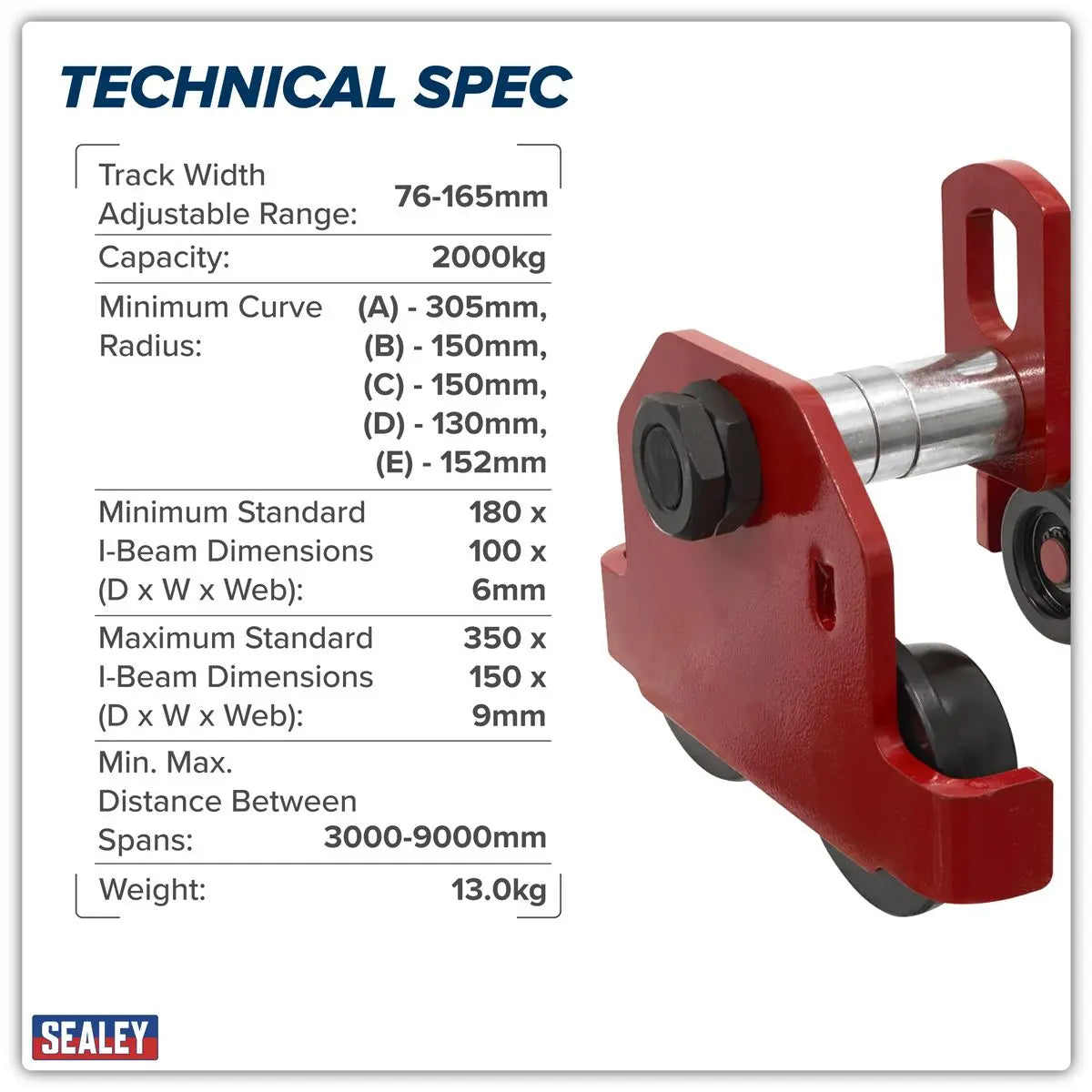 Sealey Plain Trolley 2 Tonne White Rose Tools