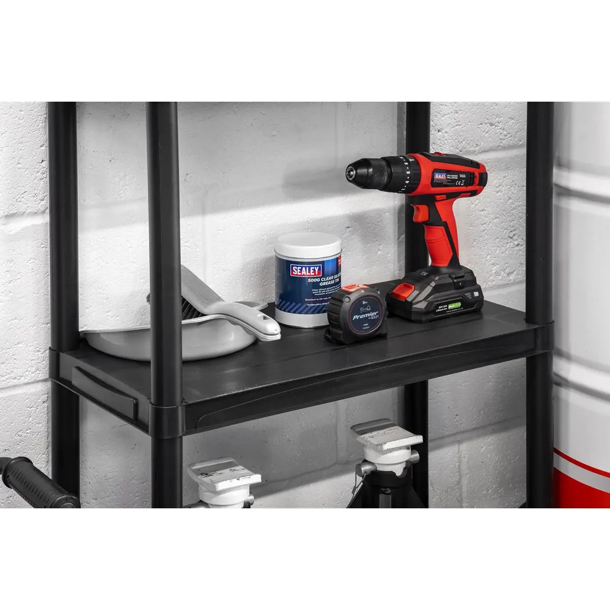 Sealey Plastic Racking Unit with 3 Shelves 25kg Capacity Per Level White Rose Tools