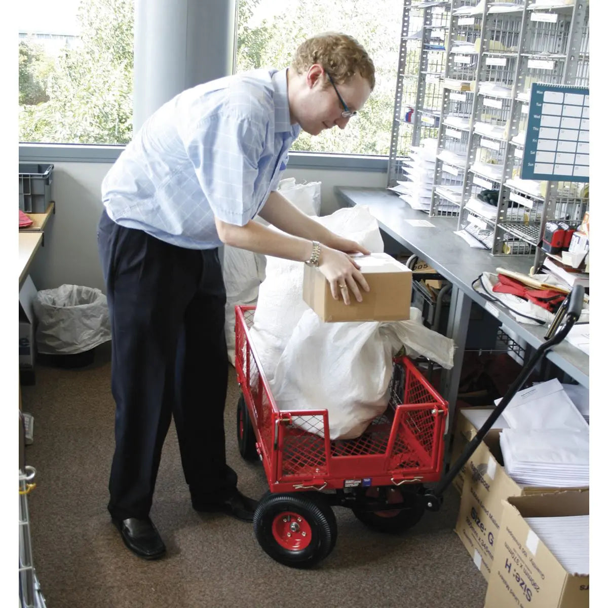 Sealey Platform Truck with Removable Sides Pneumatic Tyres 200kg Capacity