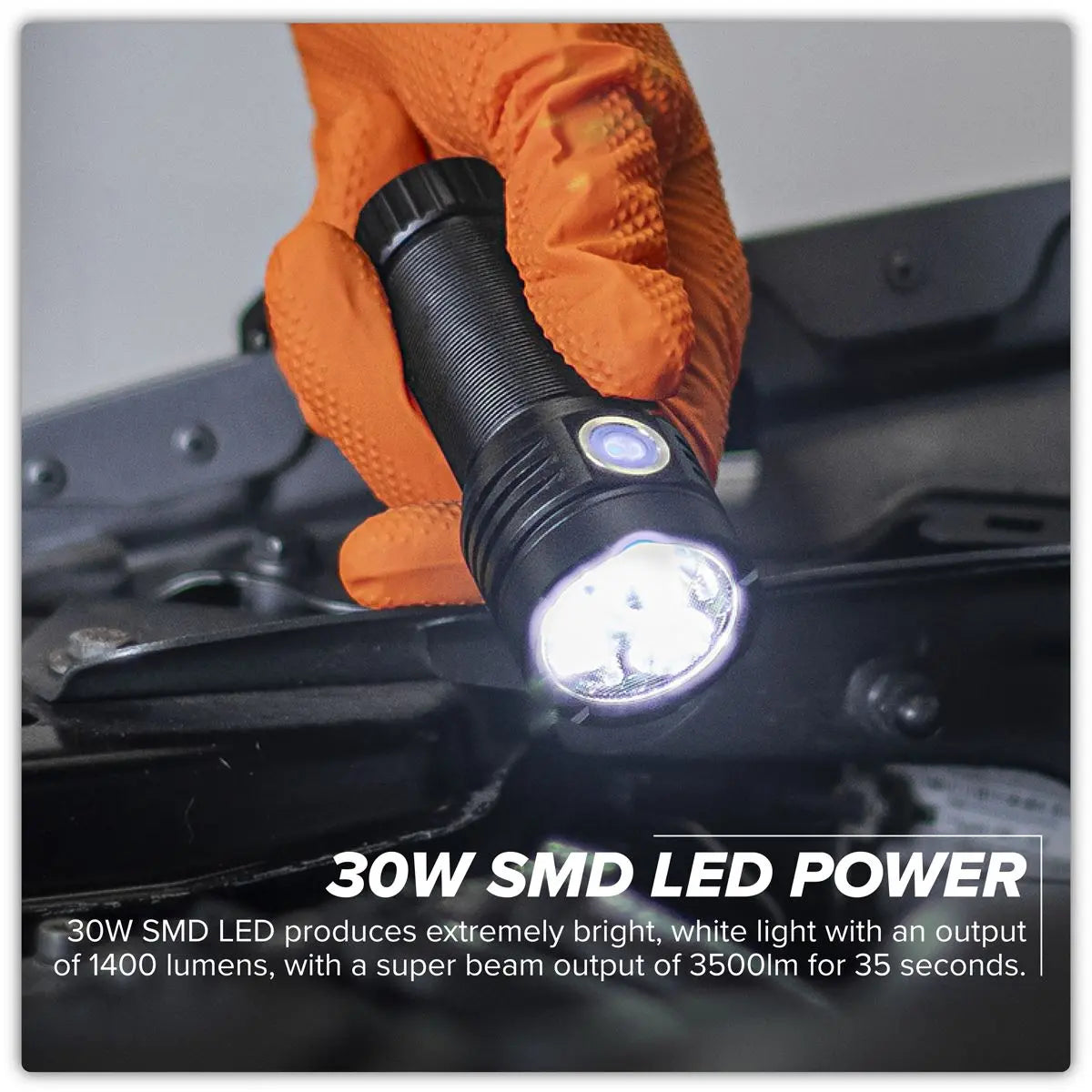 Sealey Pocket Light Torch Super Boost 3500 Lumens Rechargeable Osram P9 LED 30W White Rose Tools