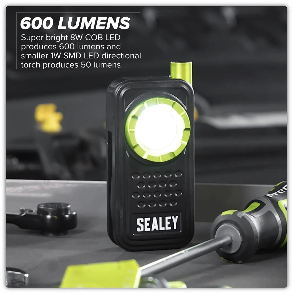 Sealey Pocket Light with Flexi Inspection Light 8W COB LED & 1W SMD LED White Rose Tools