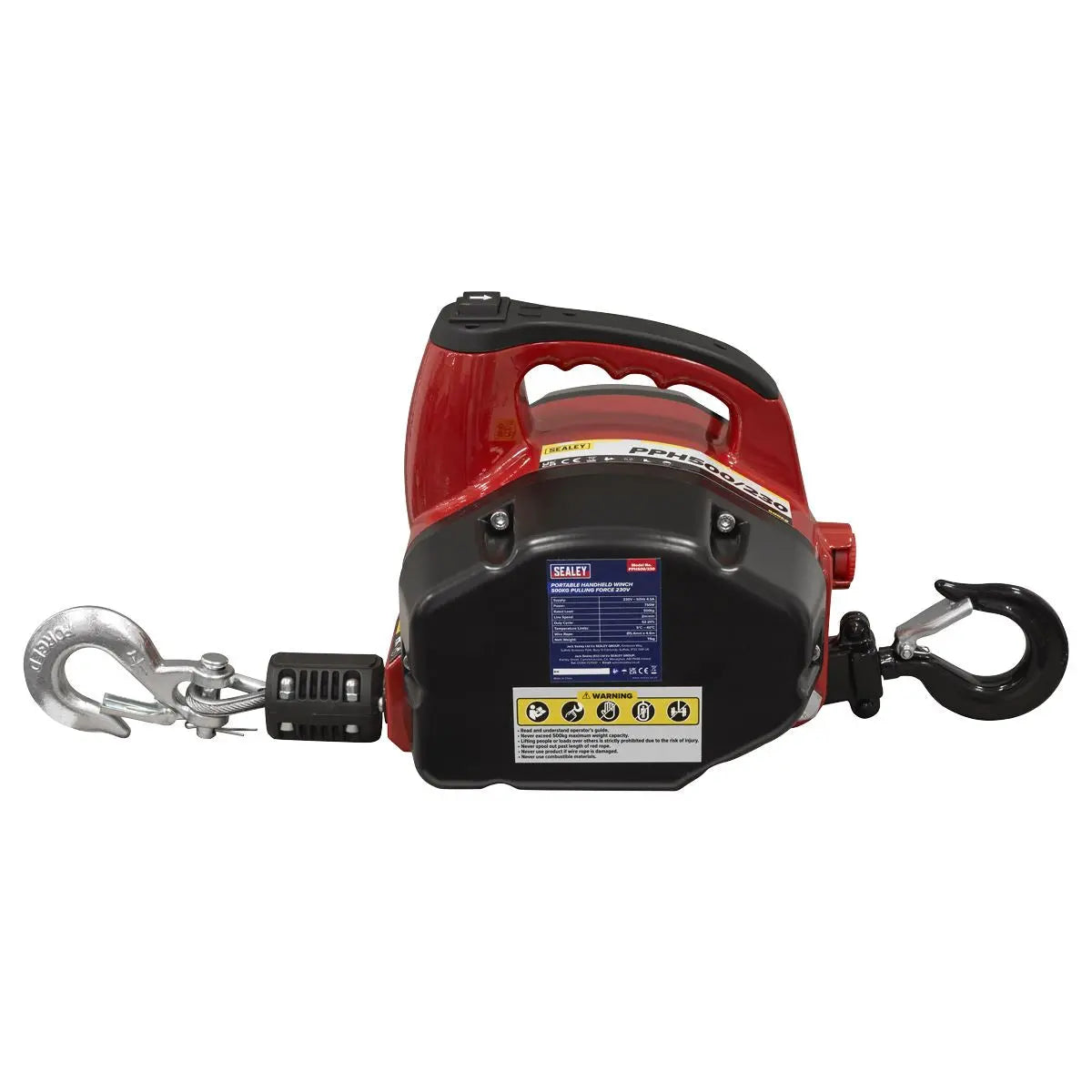 Sealey Portable Handheld Winch 500kg Pulling Force 230V White Rose Tools