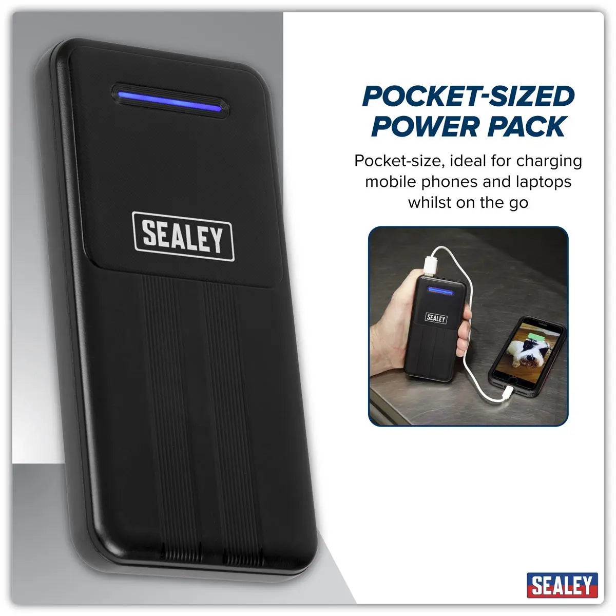 Sealey Portable Power Bank 10W 10000mAh White Rose Tools