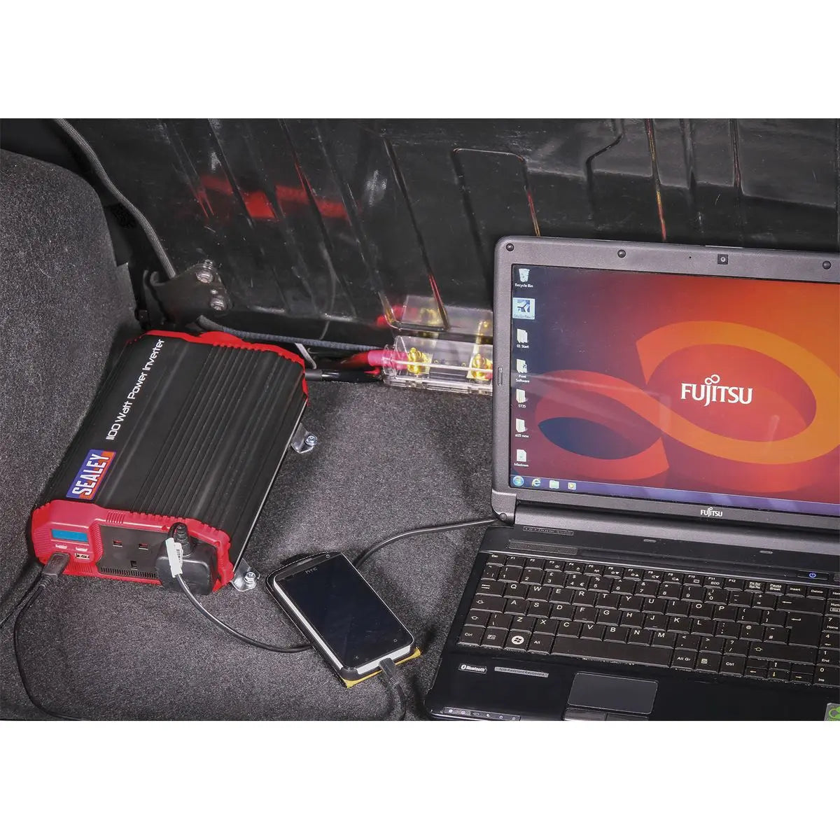 Sealey Power Inverter Modified Sine Wave 1100W 12V DC - 230V ~ 50Hz