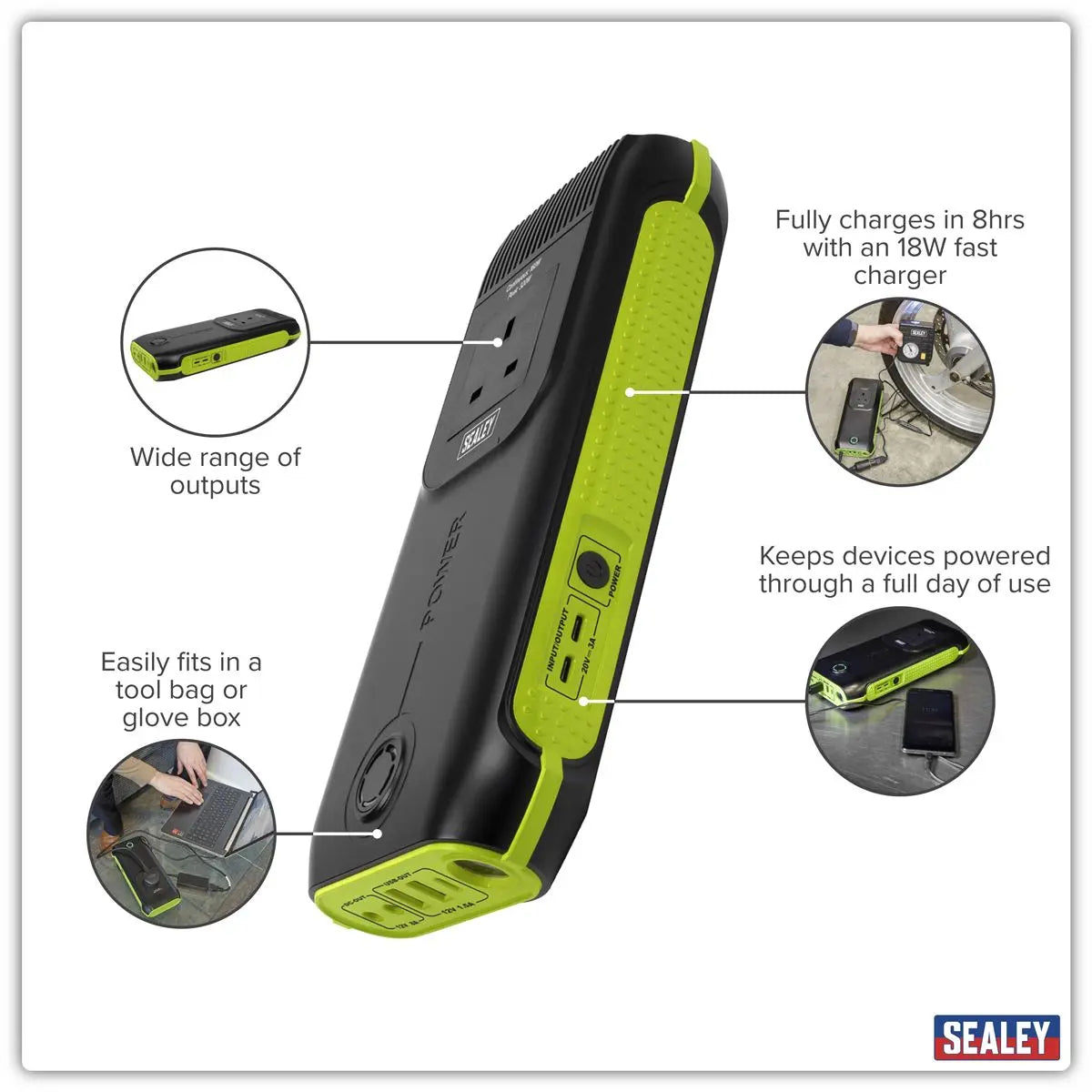 Sealey Power Pack 160W AC 115Wh Capacity - Lithium  White Rose Tools