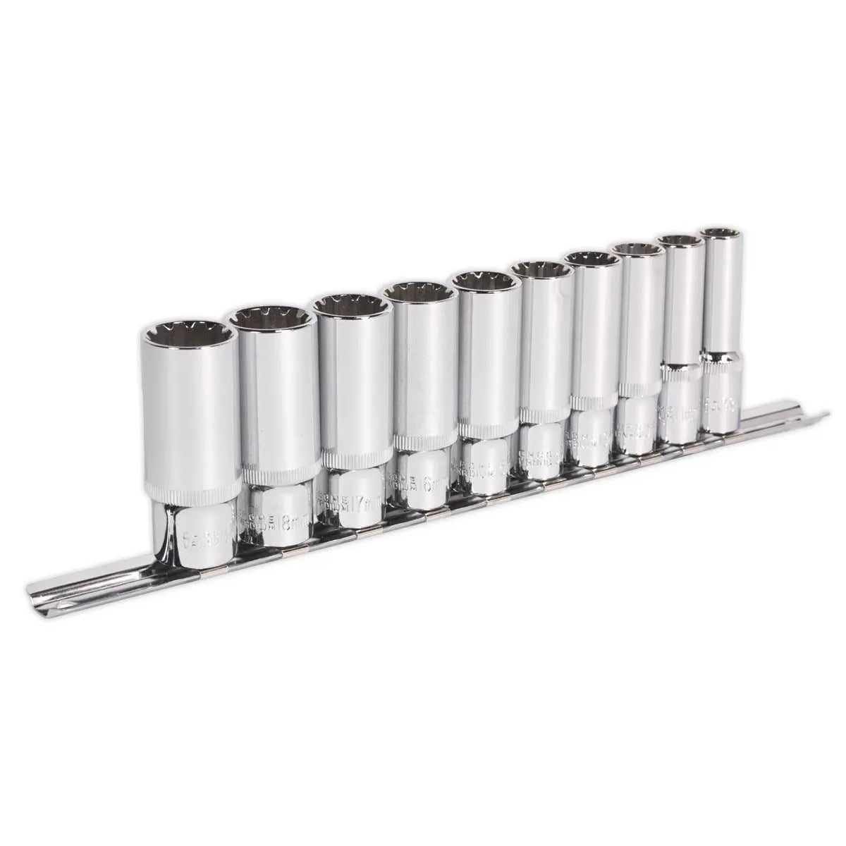 Sealey Premier 10 Piece 3/8" Drive Total Drive Deep Socket Set 10-19mm