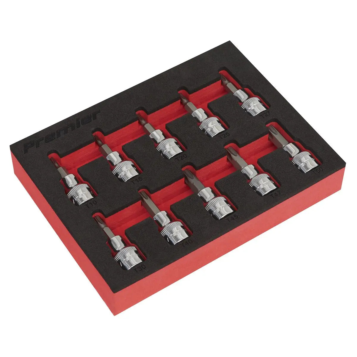 Sealey Premier 10 Piece 3/8" Drive Trx-Star Socket Bit Set in EVA Tray T10-T50