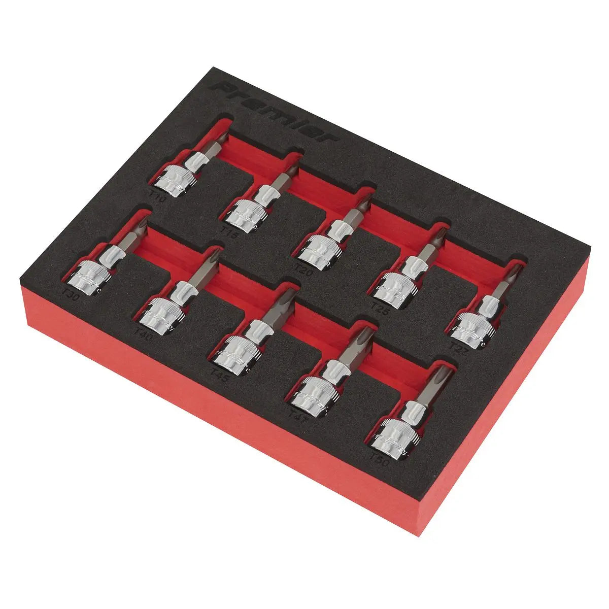 Sealey Premier 10 Piece 3/8" Drive Trx-Star Socket Bit Set in EVA Tray T10-T50