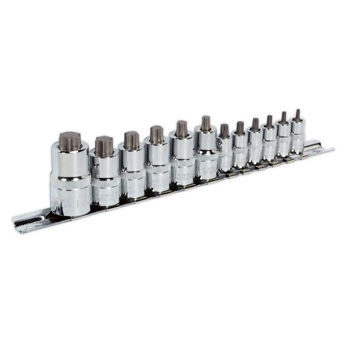 Sealey Premier 12 Piece 1/4" 3/8" 1/2" Drive Stubby Trx-Star Socket Set T8-T60
