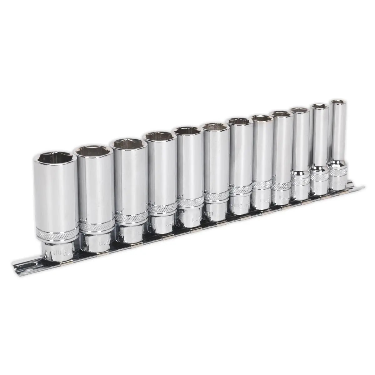 Sealey Premier 12 Piece 3/8" Drive Deep Lock On Socket Set Metric 8-19mm