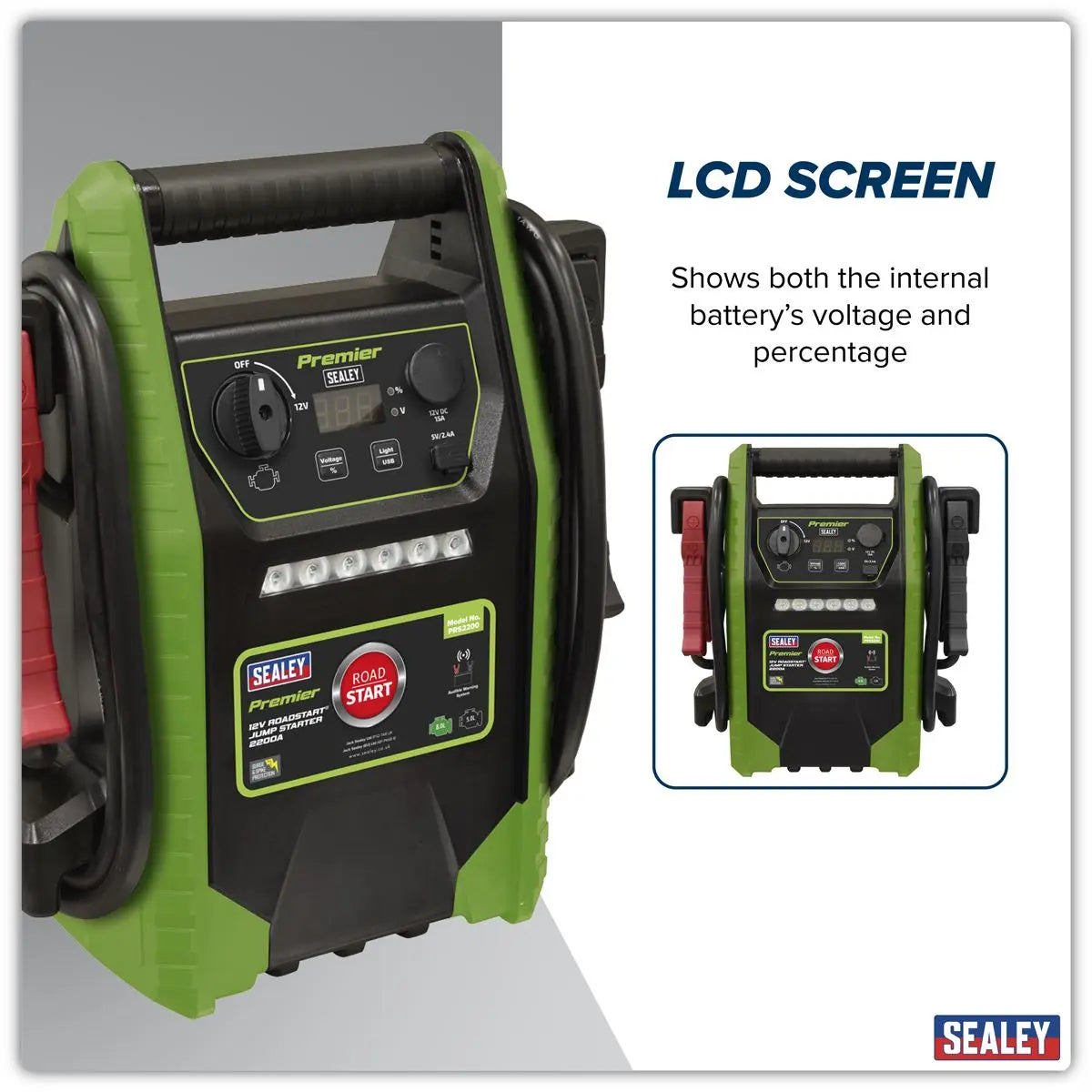 Sealey Premier 12V RoadStart® Jump Starter 2200 Peak Amps White Rose Tools