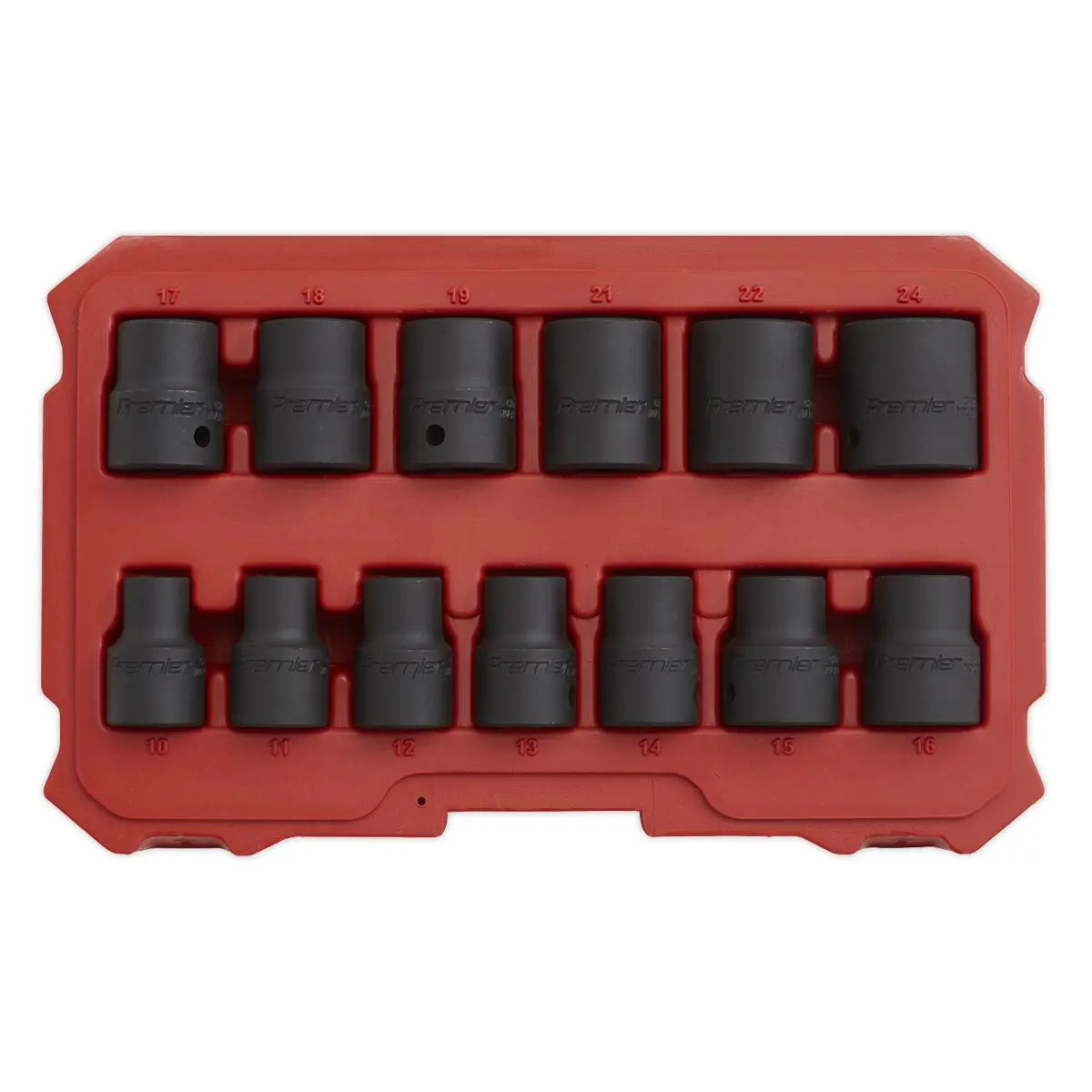 Sealey Premier 13 Piece 1/2" Drive Lock On Impact Socket Set 10-24mm Rounded Nuts