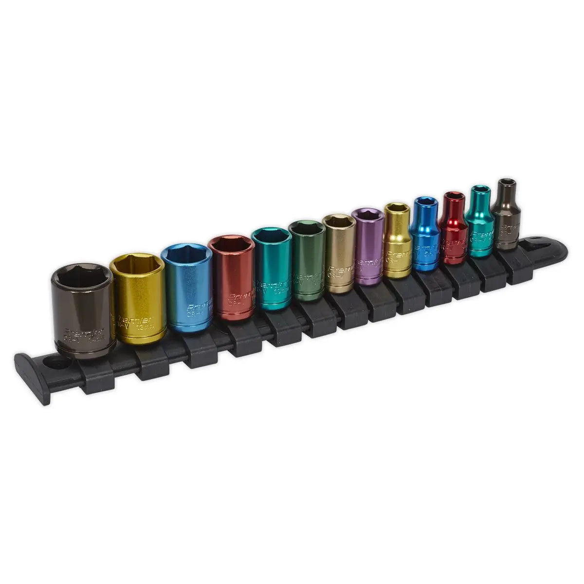 Sealey Premier 13 Piece 1/4" Drive Multi Coloured Socket Set 4-14mm