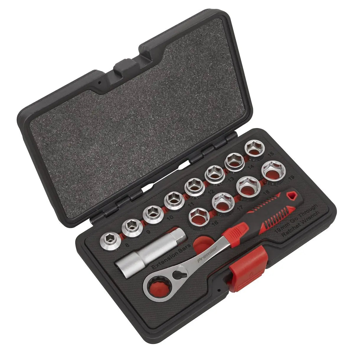 Sealey Premier 14 Piece Low Profile Go Through Socket Set 8-19mm