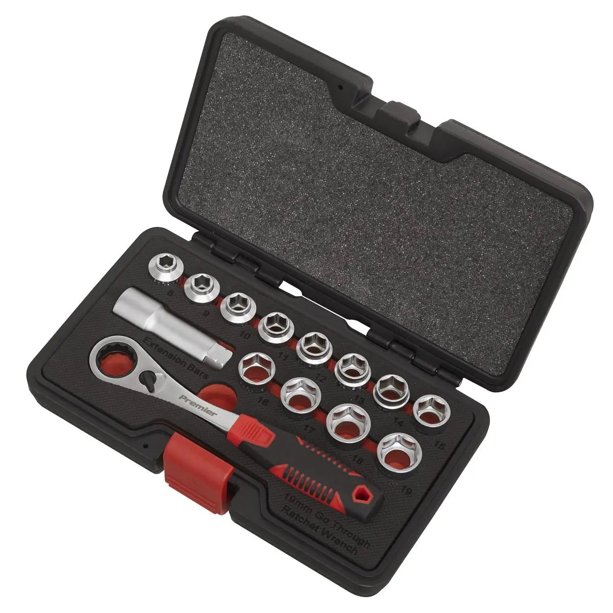 Sealey Premier 14 Piece Low Profile Go Through Socket Set 8-19mm