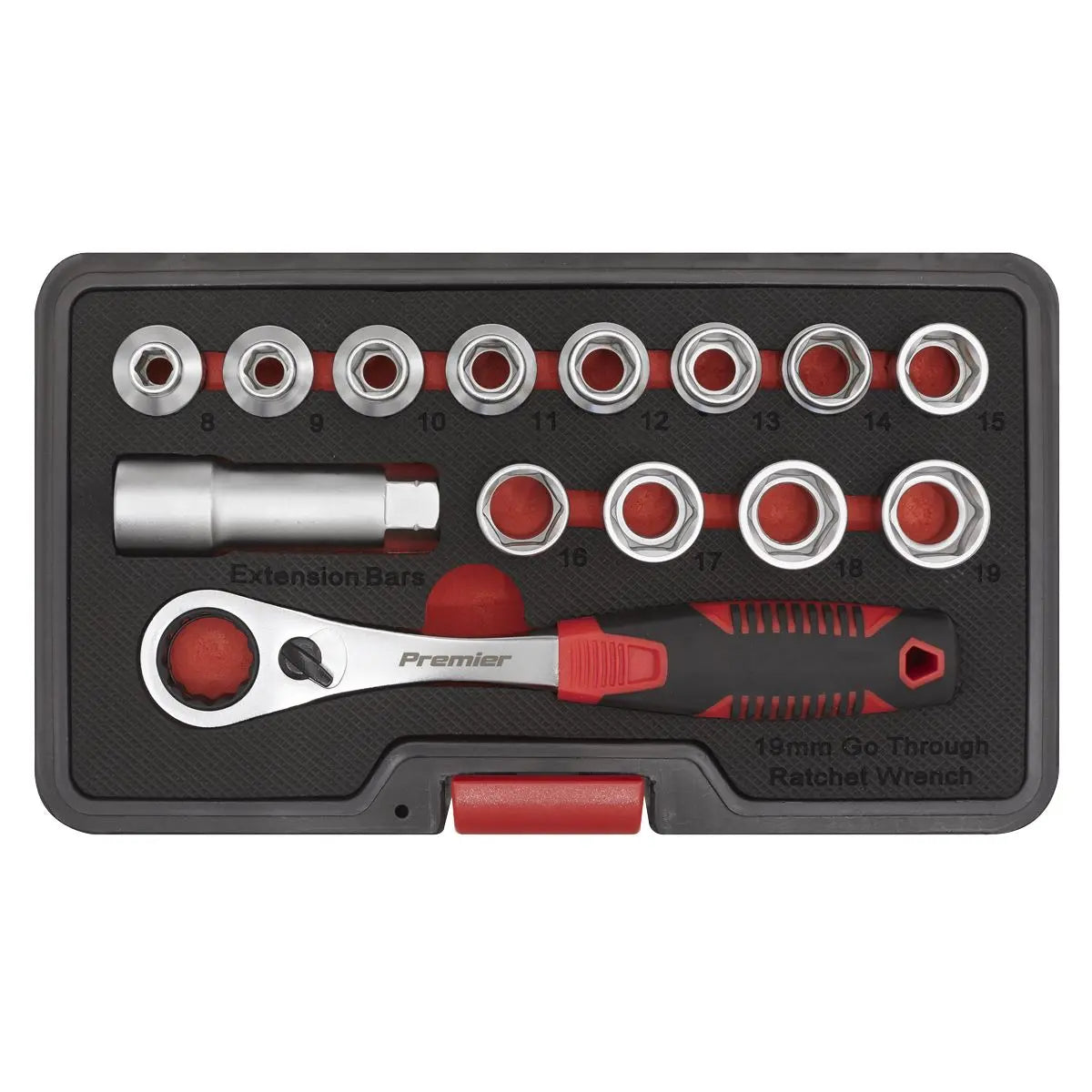 Sealey Premier 14 Piece Low Profile Go Through Socket Set 8-19mm