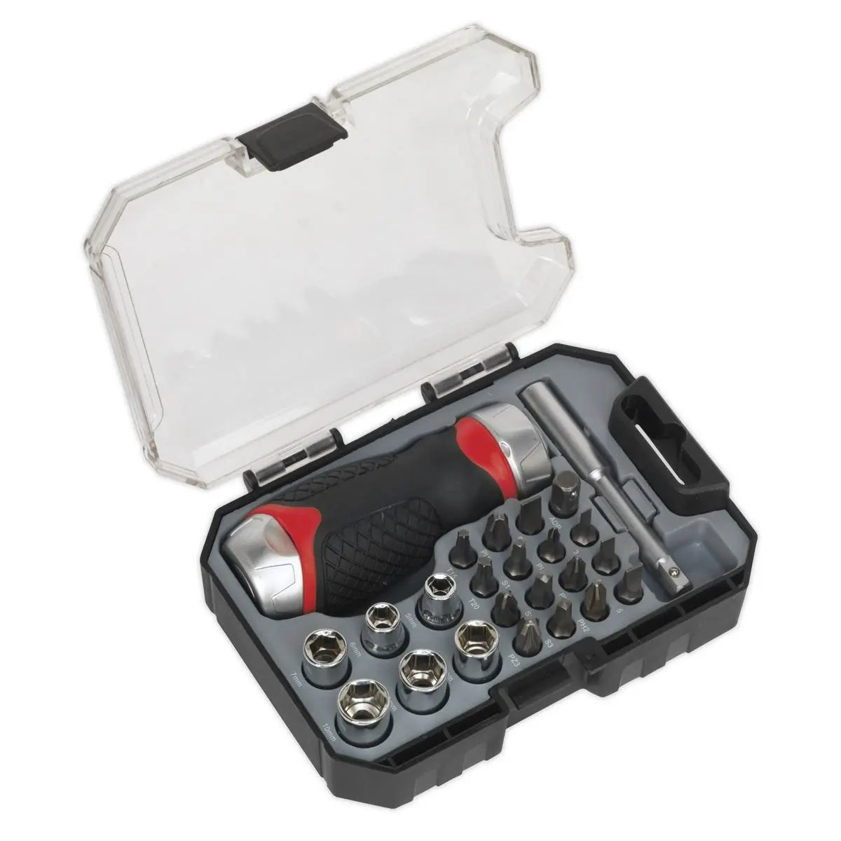 Sealey Premier 24 Piece Fine Tooth Stubby Ratchet Screwdriver & Accessory Set