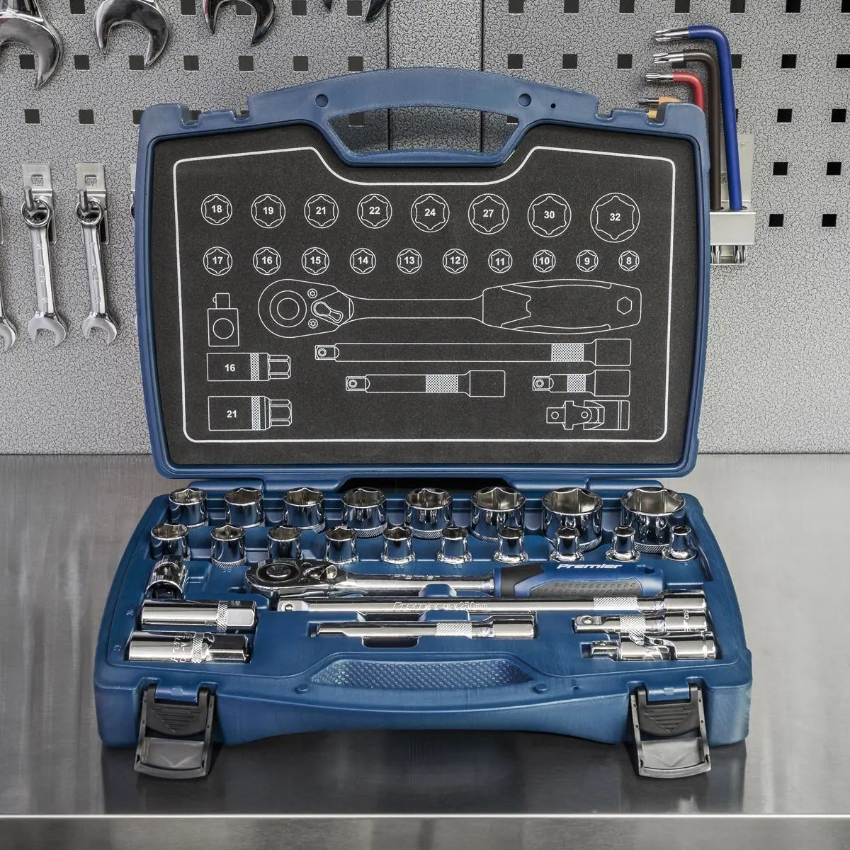 Sealey Premier 26 Piece 1/2" Drive Metric Socket Set 8-32mm