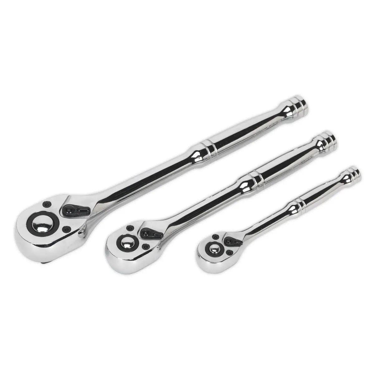 Sealey Premier 3 Piece Pear Head Flip Reverse Ratchet Wrench Set Handle in Tray