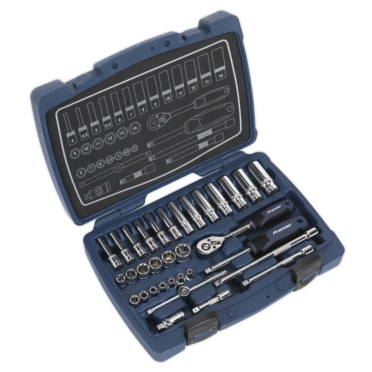 Sealey Premier 33 Piece 1/4" Drive Metric Socket Set 4-14mm