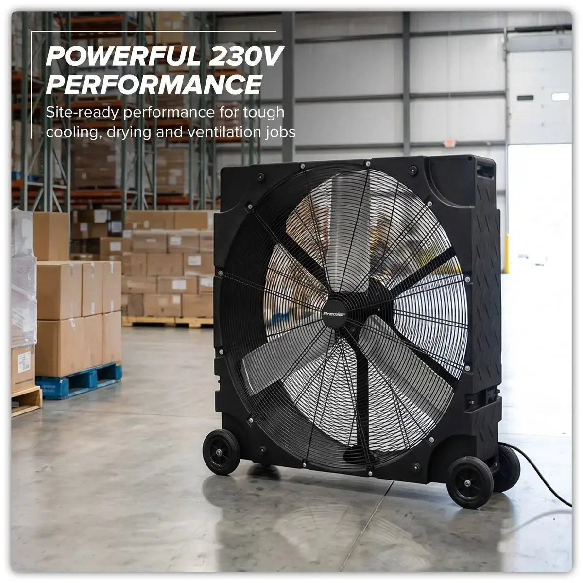 Sealey Premier 36" Industrial High Velocity Rotomould Drum Fan 3-Speed 230V White Rose Tools